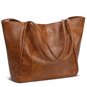 Leather Tote Bag for Women Dark Brown Large Work Purse
